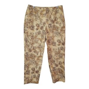 Real Clothes Dress Pants Womens 16 NWT Vtg Embroidered Floral Beige Brown